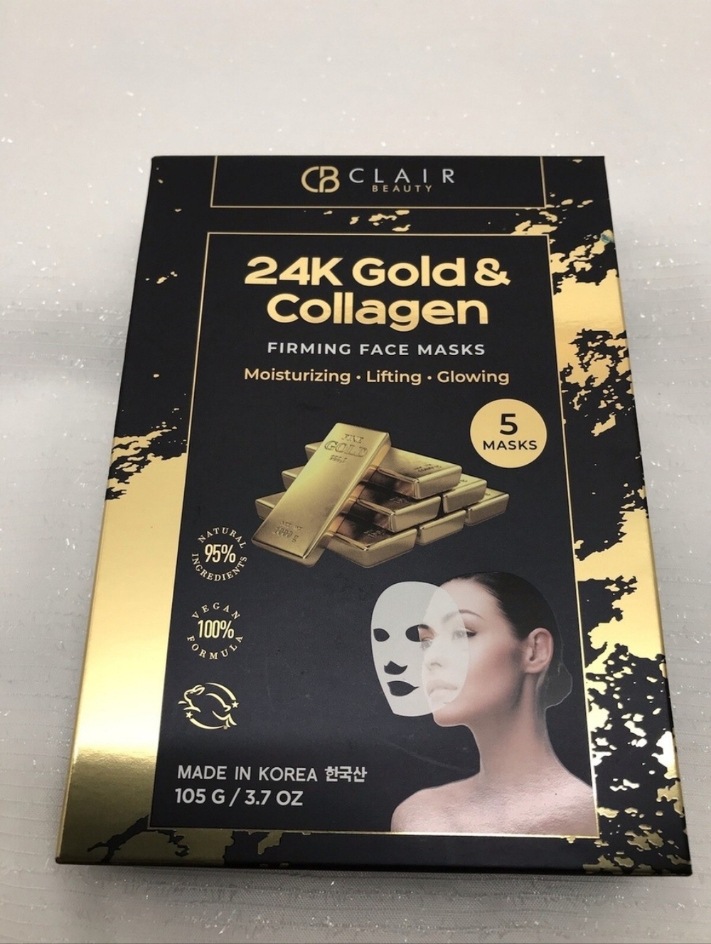 Clear Beauty 24K Gold & Collagen Firming Face Masks Set Of 5 NWT Sealed